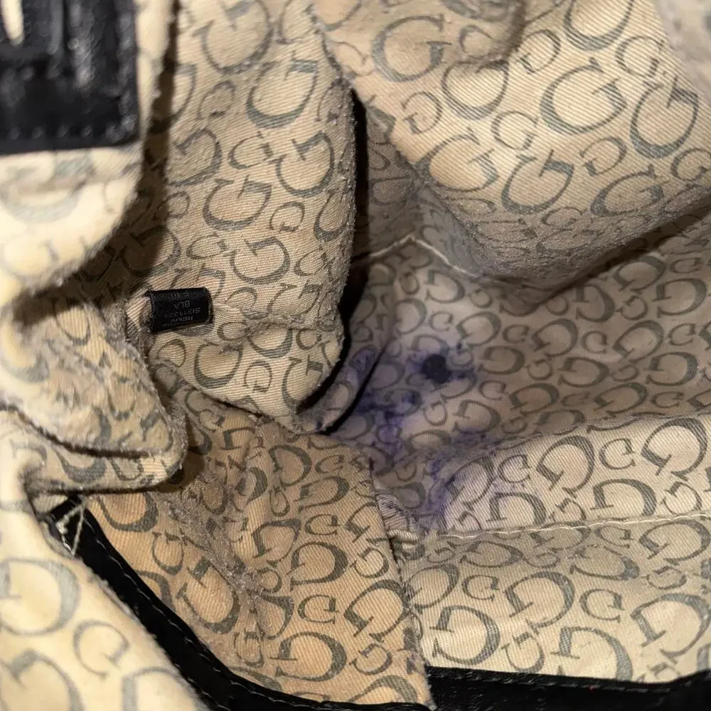 Vintage Guess Y2K Monogram Jacquard Buckle Tote Bag